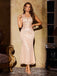 Abito senza maniche scollo a V paillettes beige anni '20