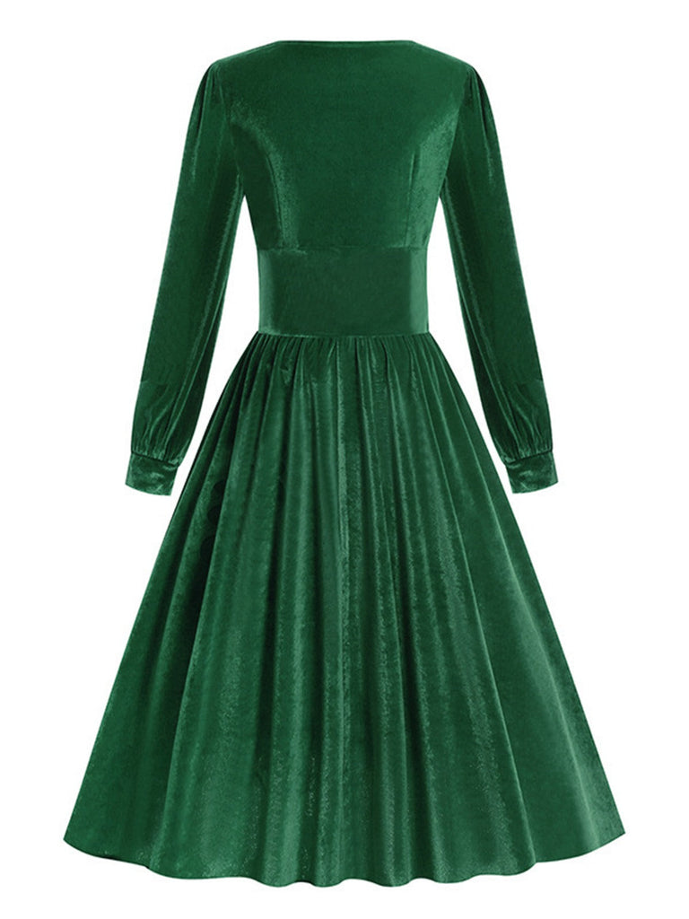 Abito in velluto con scollo quadrato anni '50