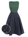 Abito plaid senza maniche patchwork verde anni '40