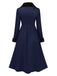Cappotto con collo di pelliccia rosso e nero anni '50