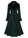 Cappotto con collo di pelliccia rosso e nero anni '50