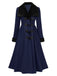 Cappotto con collo di pelliccia rosso e nero anni '50