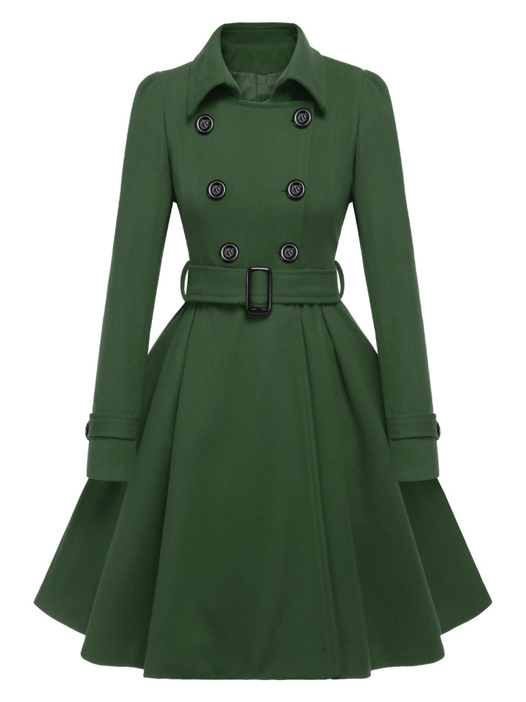 Cappotto aderente con revers in tinta unita marrone anni '50