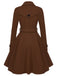 Cappotto aderente con revers in tinta unita marrone anni '50