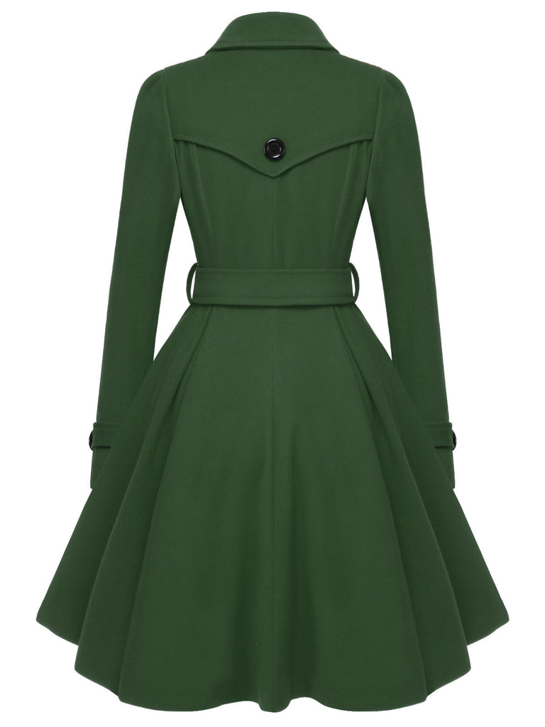 Cappotto aderente con revers in tinta unita marrone anni '50
