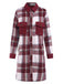 Cappotto a quadri con colletto a camicia bordeaux anni '50