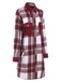 Cappotto a quadri con colletto a camicia bordeaux anni '50