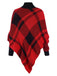 Maglione poncho a maglia a quadri con collo alto anni '50