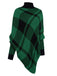 Maglione poncho a maglia a quadri con collo alto anni '50