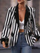 Blazer a righe con risvolto a contrasto bianco e nero anni '50