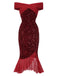 Abito rosso con paillettes e spalle scoperte anni '30