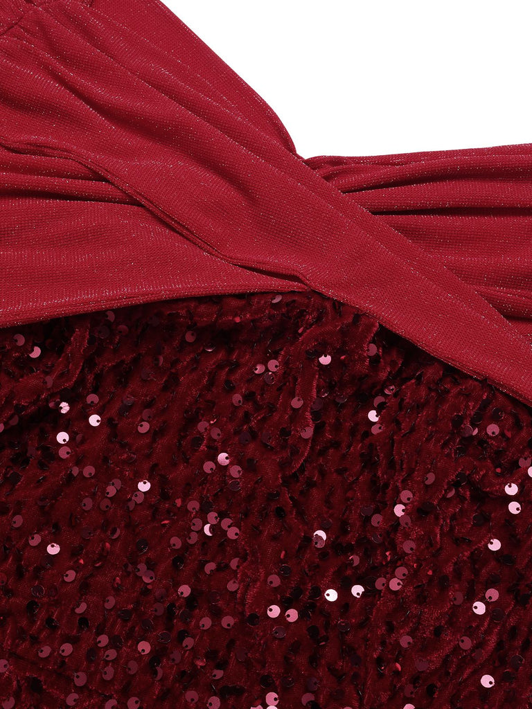 Abito rosso con paillettes e spalle scoperte anni '30