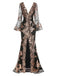 Abito lungo in rete paillettes scollo a V profondo beige anni '30