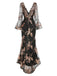 Abito lungo in rete paillettes scollo a V profondo beige anni '30