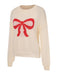 Maglione con motivo a fiocco natalizio beige anni '70
