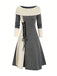 Abito con spalle scoperte e lacci color block anni '40