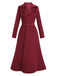 Cappotto lungo in pelle scamosciata revers bordeaux anni '30