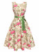 Abito rosa cintura multicolore anni '50