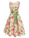 Abito rosa cintura multicolore anni '50