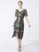 Abito frange paillettes scollo a V anni '20