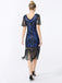 Abito frange paillettes scollo a V anni '20