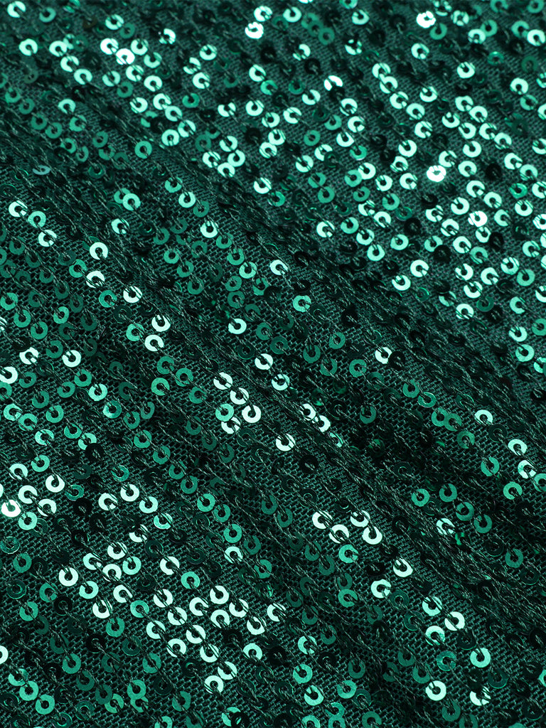 Tuta lunga a gamba larga paillettes verde anni '60