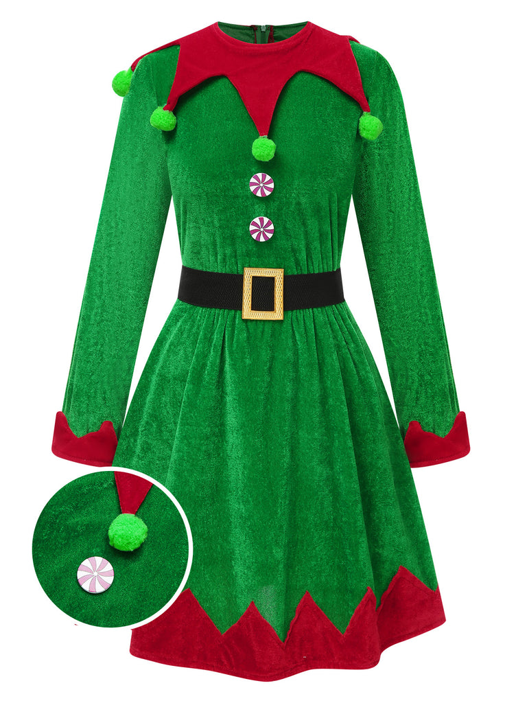 Completo da elfo di Natale verde anni '40
