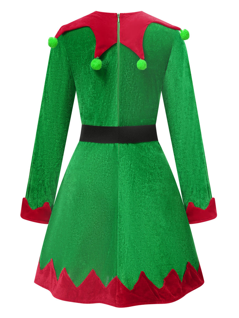 Completo da elfo di Natale verde anni '40