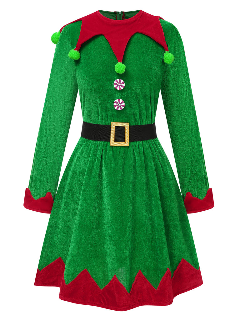 Completo da elfo di Natale verde anni '40
