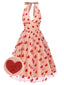 Abito rosa in rete con cuore e scollo all'americana anni '50