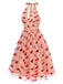 Abito rosa in rete con cuore e scollo all'americana anni '50