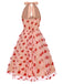 Abito rosa in rete con cuore e scollo all'americana anni '50