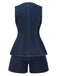 2PCS Gilet e pantaloncini in denim bottoni blu anni '60