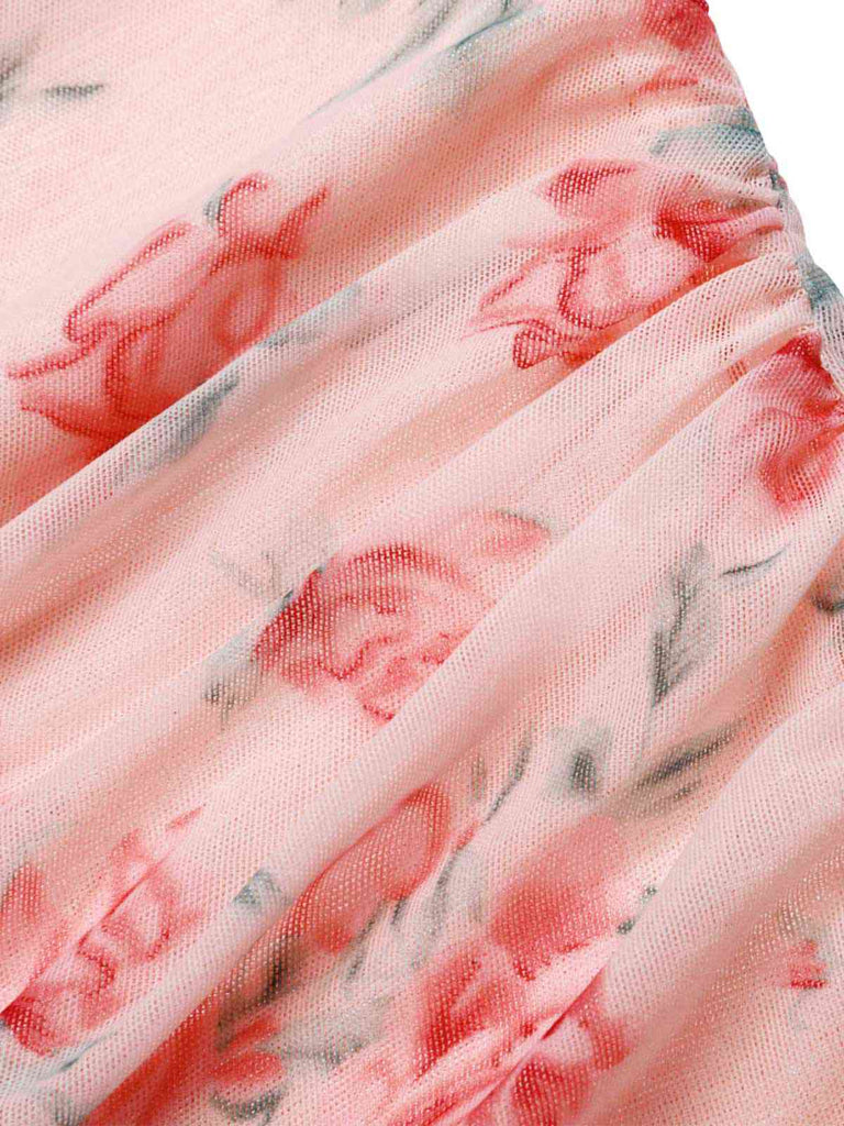 Abito da sirena in rete di seta rosa anni '30