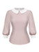 2PCS Camicetta rosa e abito grigio colorblock anni '40