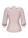 2PCS Camicetta rosa e abito grigio colorblock anni '40