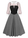 2PCS Camicetta rosa e abito grigio colorblock anni '40