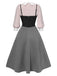 2PCS Camicetta rosa e abito grigio colorblock anni '40