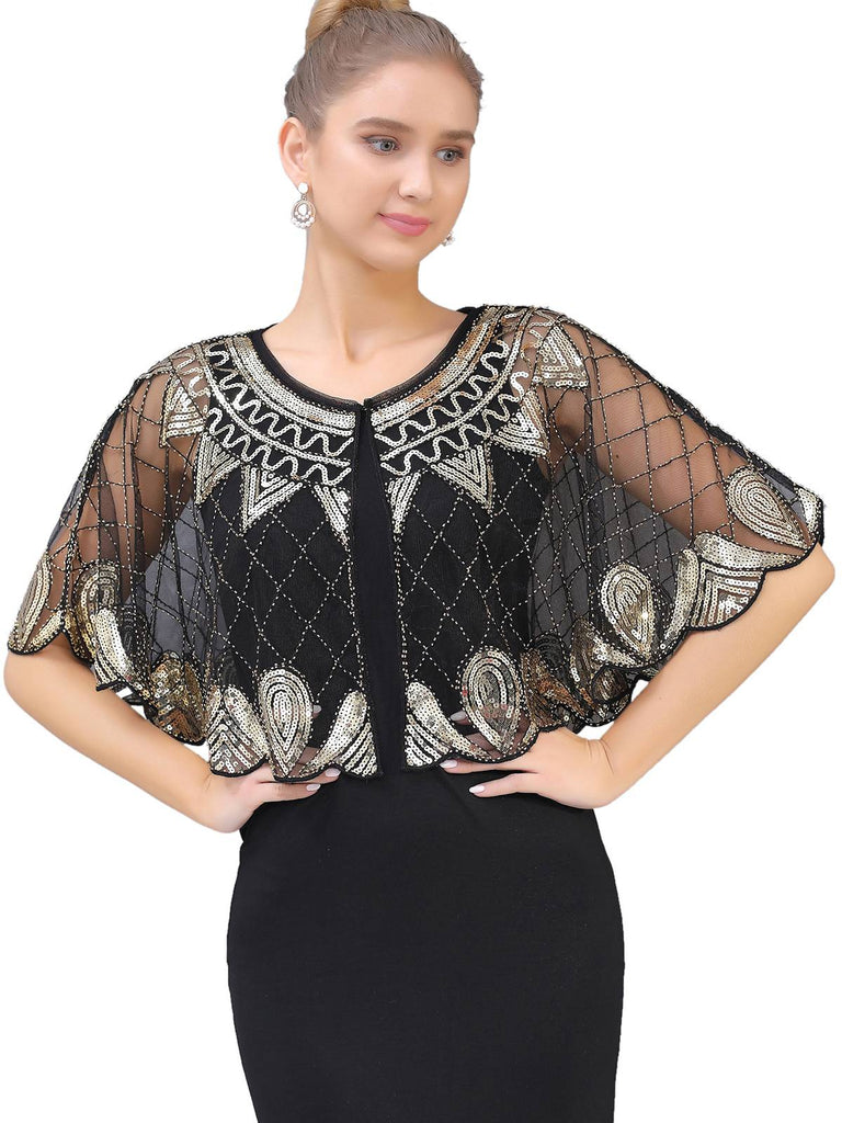 Mantello Argyle paillettes in rete vintage anni '20