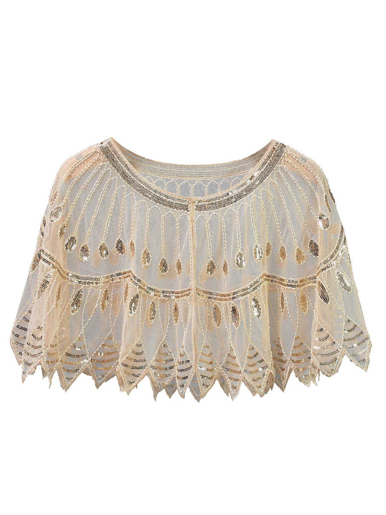 Mantello perline paillettes in rete vintage anni '20