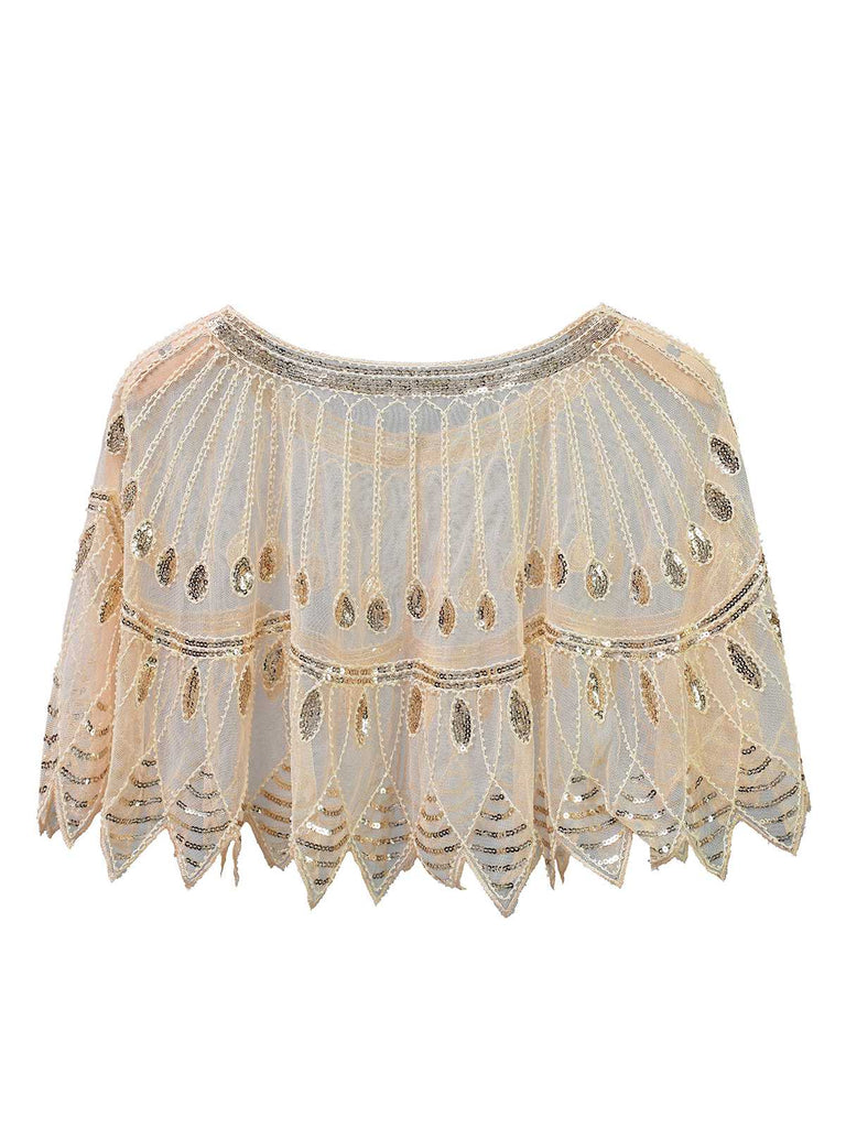 Mantello perline paillettes in rete vintage anni '20