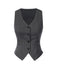 2PCS Top gessato grigio scuro e gonna a pieghe anni '60