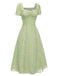 Abito a fiori scollo a cuore Verde anni '40