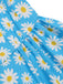 Abito scollo all'americana lacci e margherite blu anni '50