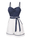 Tuta corta cotone patchwork a pois blu anni '40