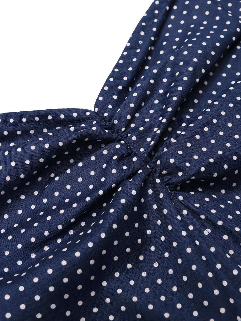Tuta corta cotone patchwork a pois rosa anni '40