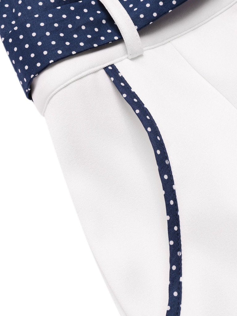Tuta corta cotone patchwork a pois blu anni '40
