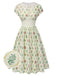 Abito beige maniche a cappuccio colletto in pizzo floreale anni '40