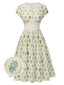 Abito beige maniche a cappuccio colletto in pizzo floreale anni '40