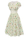 Abito beige maniche a cappuccio colletto in pizzo floreale anni '40